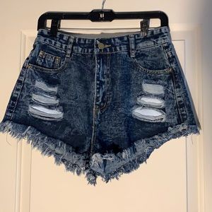 Shein high waisted ripped jean shorts